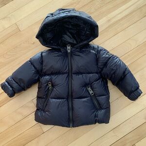 Mackage Navy Blue Hooded Down Puffer Jacket